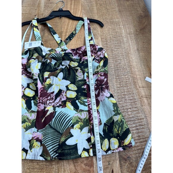 Cabi Women's A Line Smocked Tropical Tank Top Cotton Silk Blend Size 10 - Picture 12 of 12